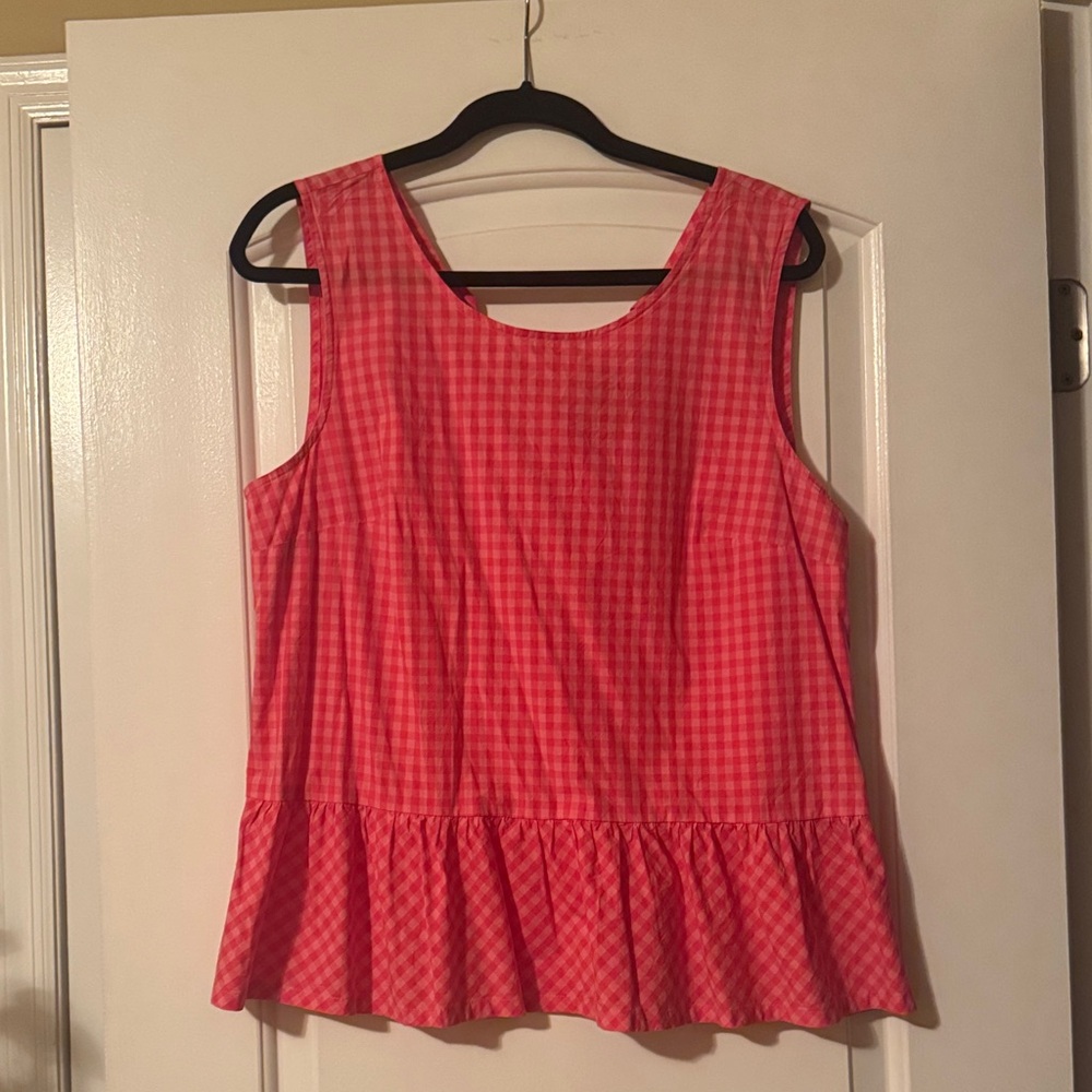 J. Crew Pink Gingham Sleeveless Top